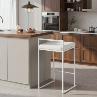 Sunvega Contemporary White Faux Leather Stackable Counter Stools Set of 2