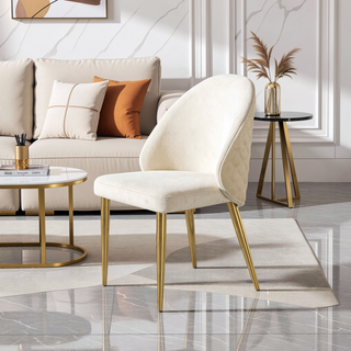 Sunvega Modern Dining Chairs with Stainless Steel Legs and Velvet PU Leather Upholstery, Set of 2