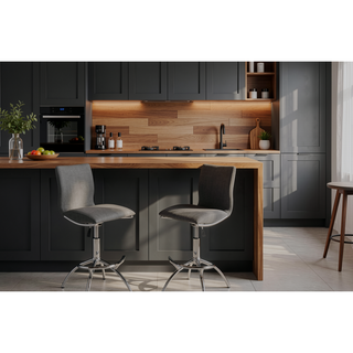 Sunvega Modern Swivel Adjustable Bar Stool with PU Texture and Chrome Legs