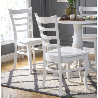 Sunvega White Finish Wooden Ladder-Back Dining Chairs Set of 2