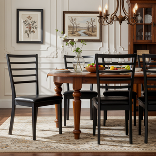 Sunvega Black Faux Leather Upholstered Metal Frame Dining Chairs Set of 4