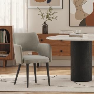 Sunvega Modern Dining Arm Chair with Leatherette Upholstery and Steel Frame