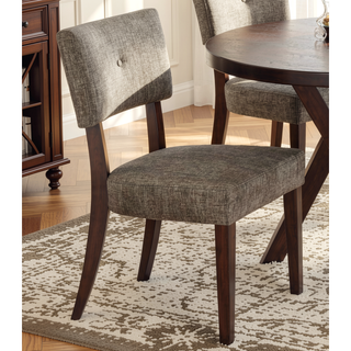 Sunvega Dark Gray Fabric Upholstered Dining Side Chair Set with Espresso Finish