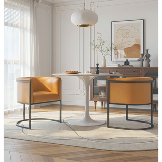 Sunvega Modern Faux Leather Upholstered Dining Chair with Geometric Metal Frame