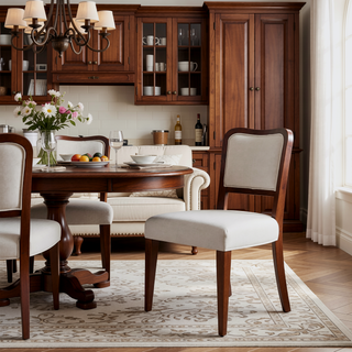 Sunvega 42 Inch Round Dining Table with Oak Veneer Top and Iron Base for Small Spaces