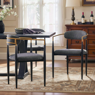 Sunvega Modern Upholstered Dining Chairs with Gold Accent Iron Frame Set of 2