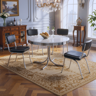 Sunvega Black and Chrome Upholstered Side Chairs with Padded Seat and Curved Legs