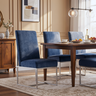 Sunvega Modern Velvet Upholstered Stainless Steel Dining Chair with Chrome Finish