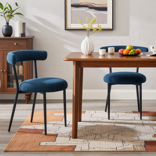 Sunvega Modern Metal Frame Dining Chairs Set of 2 with Curved Open Backrests