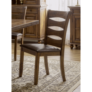 Sunvega Brown Faux Leather Upholstered Wooden Side Chairs with 250lbs Weight Capacity