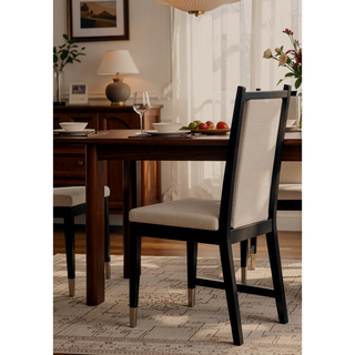 Sunvega Contemporary 2pc Side Chair with Angled Back and Arrow Legs in Black White Finish