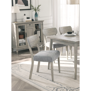 Sunvega Natural Wood Grain Color Set of 2pc Dining Chairs with Upholstered Cushions