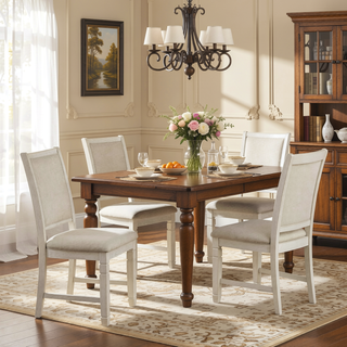 Sunvega Set of Two Side Dining Chairs with Curved Back and Cushioned Seat