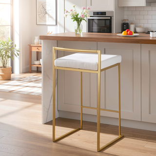 Sunvega Glam Contemporary Stackable Counter Stool with White Velvet Cushion Set of 3