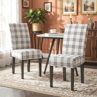 Sunvega Contemporary Upholstered Fabric Dining Chairs with Rubberwood Legs Set of 2