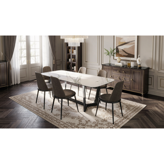 Sunvega Contemporary 2pc Side Chair with Silver Taupe Finish and Fabric Seat