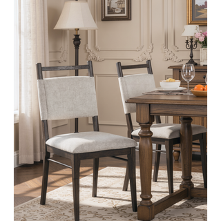 Sunvega Dark Walnut Contemporary Side Chairs with Polyester Upholstered Seat Set of 2