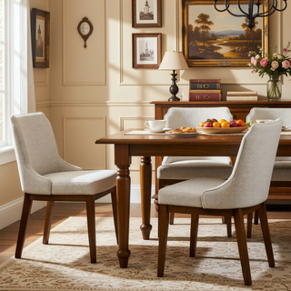 Sunvega Ellis Dining Chair Set of 2 with Linen Upholstery and Full Back Support