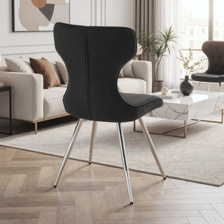 Sunvega Ultra Modern Dining Set of 2 Side Chairs with Black Velvet Upholstery