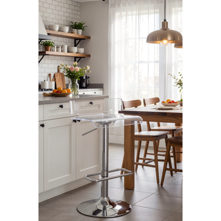 Sunvega Modern Acrylic and Chrome Bar Stool with Swivel Seat and Footrest