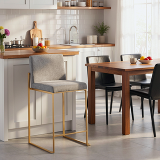 Sunvega Fuji Contemporary High Back Counter Stool with Padded Seat in Grey