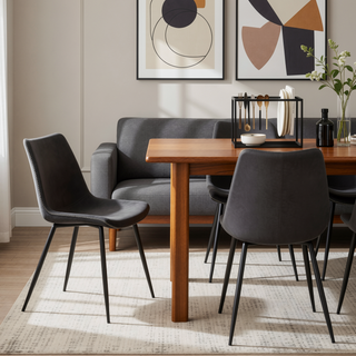 Sunvega Durango Industrial Dining Chair with Vintage Faux Leather and Black Metal Legs
