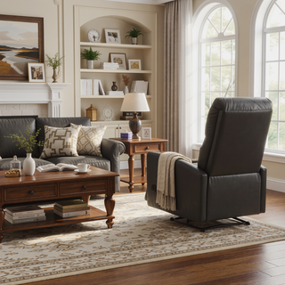 Sunvega Contemporary Faux Leather Recliner Chair with Tufted Backrest and Manual Recline