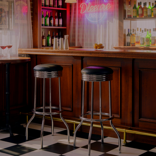 Sunvega Retro 1950s Diner Stool with Vibrant Red Cushion and Chrome Base
