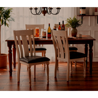 Sunvega Weathered Oak Turned Leg Dining Chair Set of 2 with Double-X Back