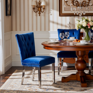 Sunvega Velvet Upholstered Chair with Tufted Design and Stainless Steel Legs