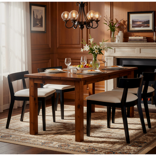 Sunvega Modern Walnut Finish Wood and White Glossy PU Leather Dining Chairs Set of 2