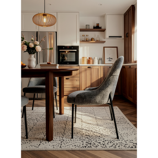 Sunvega Upholstery Boucle Fabric Dining Side Chair Set of 2 Grey
