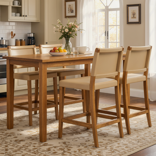 Sunvega Saddle Kitchen Island Counter Stool with Back in Sunkissed Beige Leather