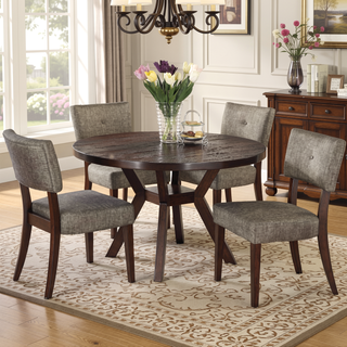 Sunvega Grey and Espresso Upholstered Side Chairs with Padded Seats Set of 2