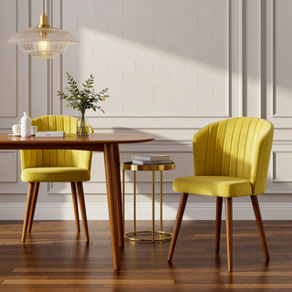 Sunvega Navy Blue Velvet Parsons Dining Chair Set with Solid Wood Structure