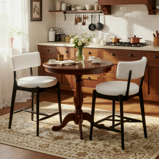 Sunvega Mid Century Modern Counter Stool Set of 2 with Upholstered Boucle Seat