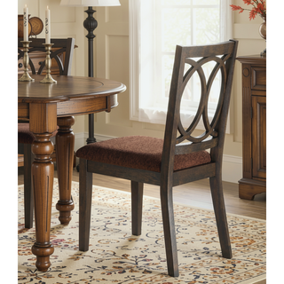 Sunvega Classic Transitional Style Espresso Finish Wood Frame Brown Seat Upholstery Dining Chairs