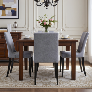 Sunvega Black PU Dining Chairs with Silver Metal Legs and High Elasticity Sponge Filling for Living Room
