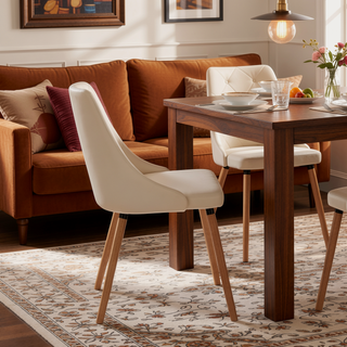 Sunvega Contemporary Faux Leather Upholstered Dining Accent Chair with Tapered Wood Legs