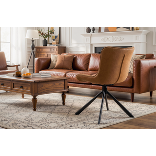 Sunvega Mid-Century Modern Tufted Diamond Pattern Upholstered Swivel Dining Chair