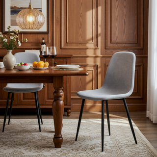 Sunvega Modern Medieval Style Dining Chairs with Velvet Cushions and Golden Metal Legs