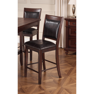 Sunvega Farmhouse Style Espresso Brown Faux Leather Upholstered Bench with Footrest