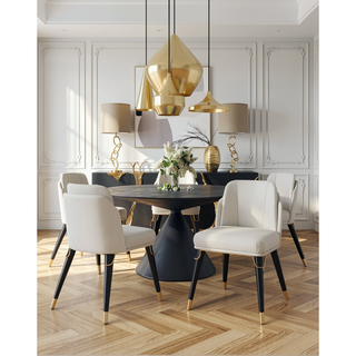 Sunvega Modern Faux Leather Upholstered Dining Chair with Gold Metal Ferrules