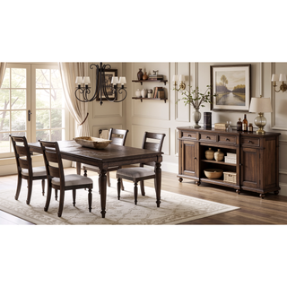 Sunvega Traditional Ladderback Side Chair with Upholstered Seat in Chocolate Finish