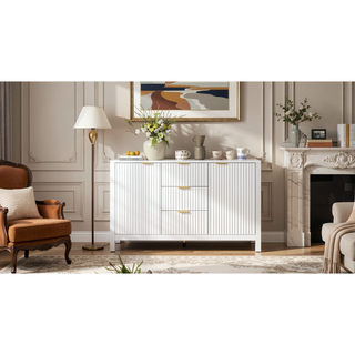 Sunvega Sideboard with Artistic Wave Design and Adjustable Shelves for Living Room