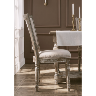 Sunvega Two-Tone Beige Fabric and Reclaimed Gray Finish Side Chair Set of 2