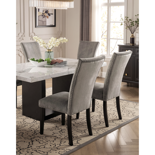 Sunvega Gray Fabric Upholstered Dining Bench with Wire-Brushed Finish
