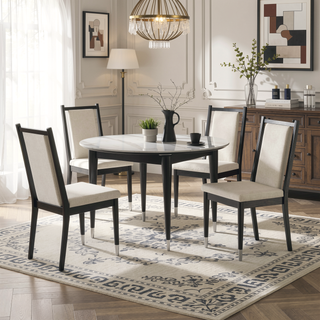Sunvega Contemporary 2pc Side Chair with Angled Back and Arrow Legs in Black White Finish