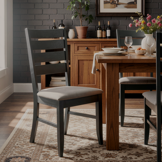 Sunvega Ladder Back Side Chairs with Padded Seat for Dining Set of 2