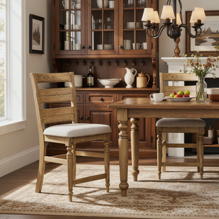 Sunvega Caramel Finish Ladder Back Counter Stool with Upholstered Seat